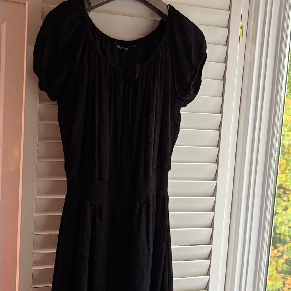 Nina Leonard Black Midi Dress